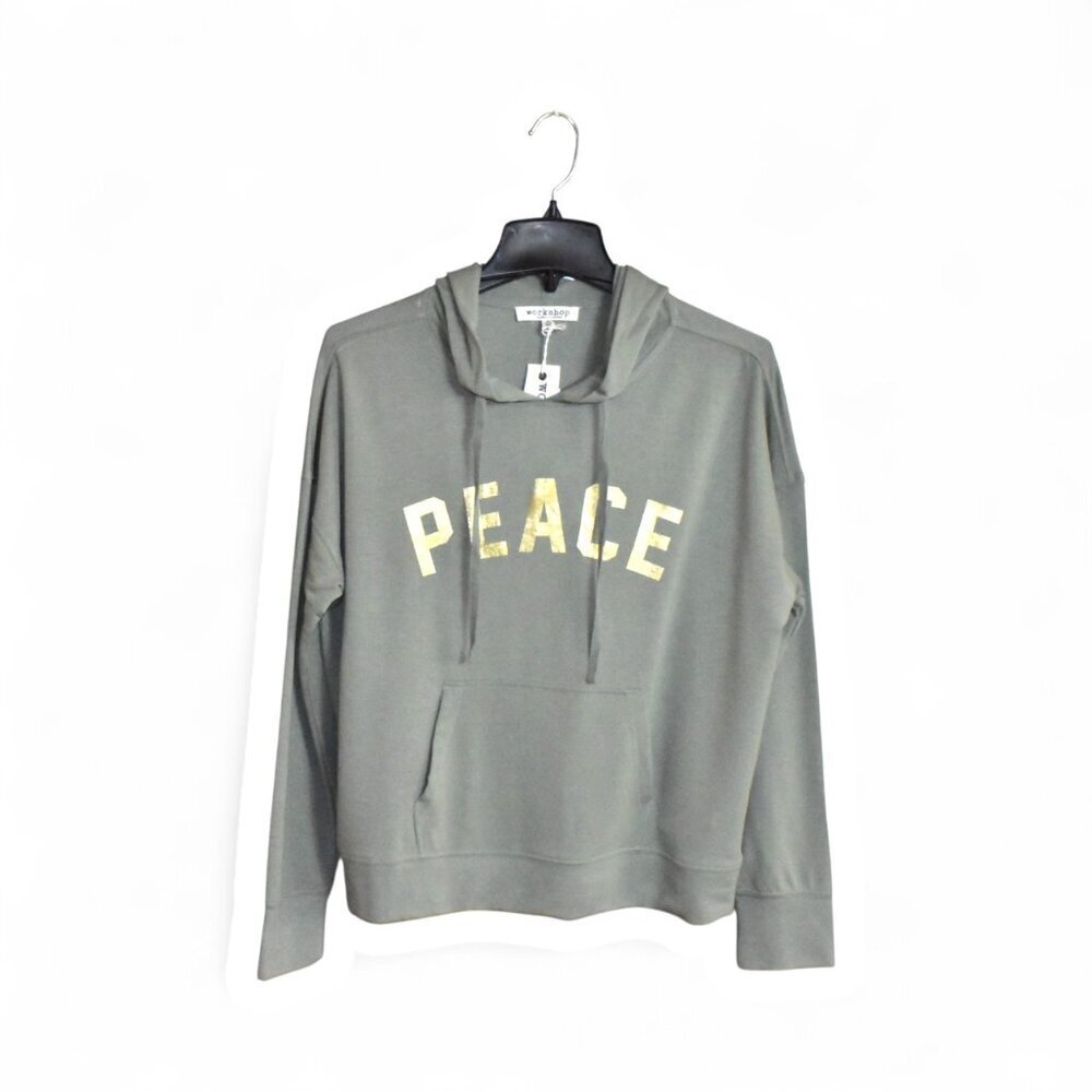 Workshop Republic Clothing Viscose Blend Pullover Peace Hoodie Size M